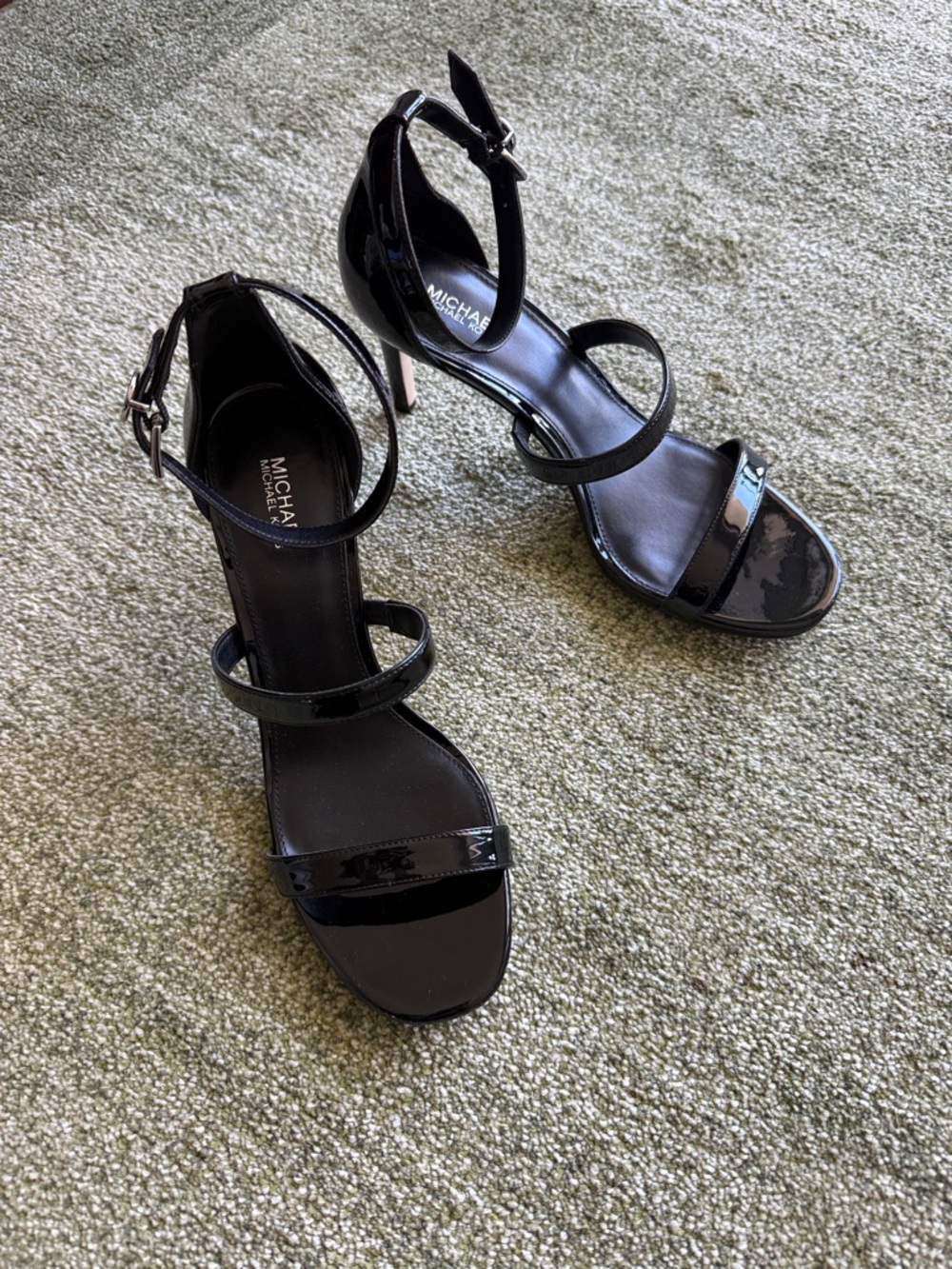 Michael Kors Black Patent Strappy Heel Sandals